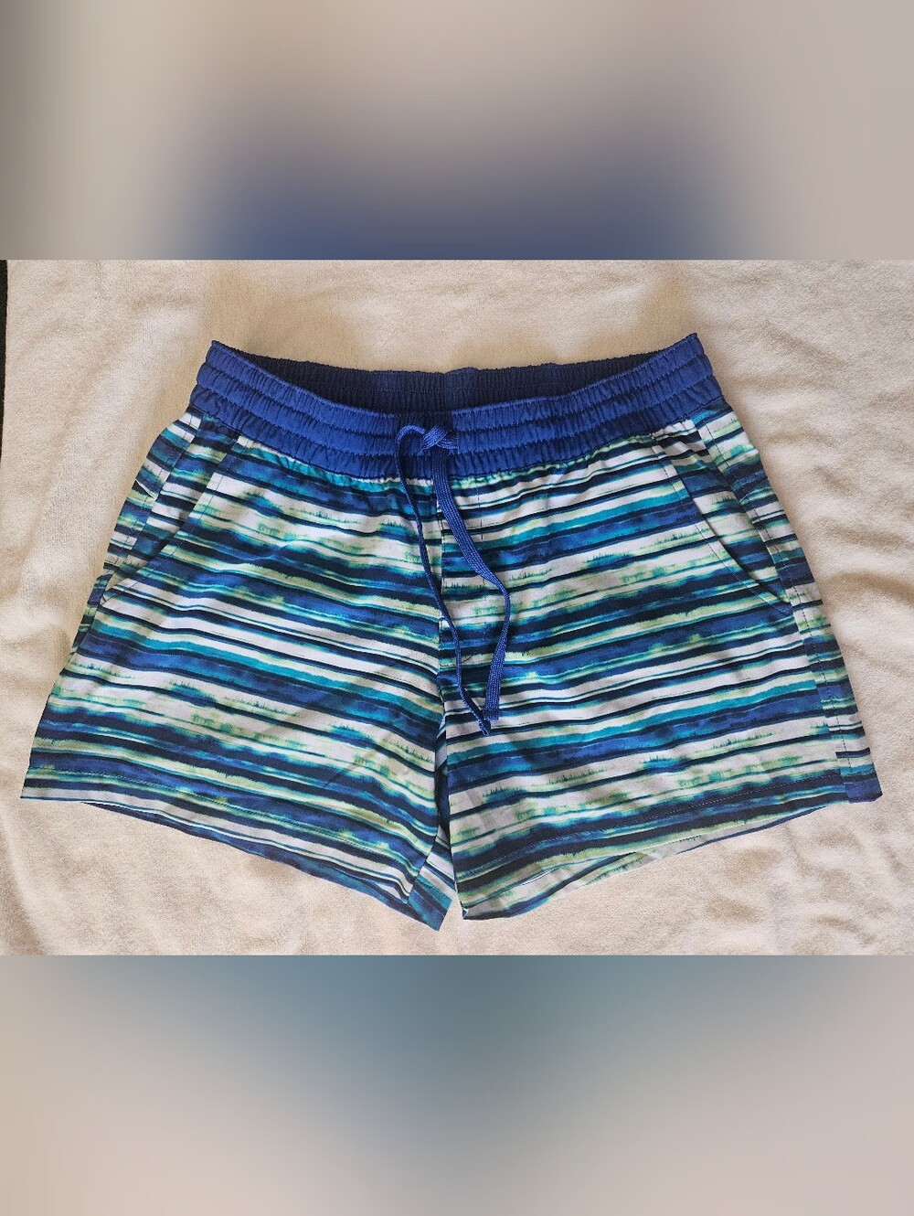 Field & Stream Women's Water Shorts Blue Teal Striped Size MD